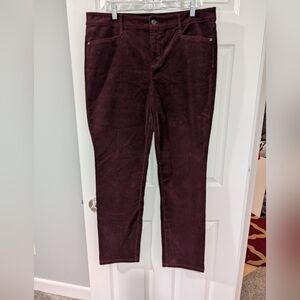 Talbots Burgundy Corduroy High Rise Straight Leg Pants in Size 16